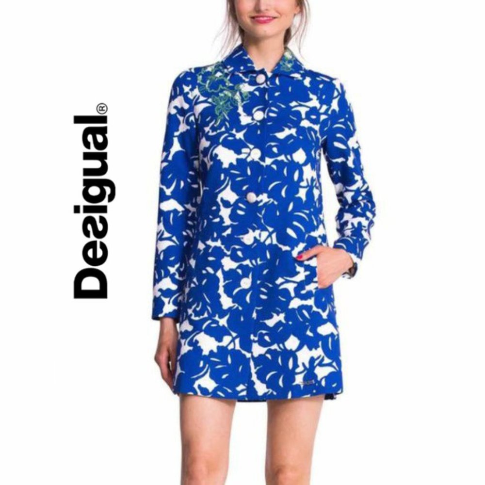 DESIGUAL Brigo Duster Coat w/ Embroidery